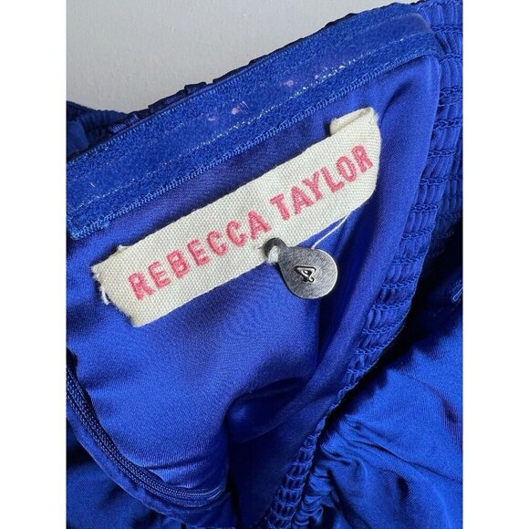 Rebecca Taylor Strapless Silky Blue Multi-layered Dress Size 4 - Picture 6 of 9